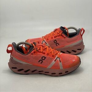 On Running Athletic Shoes in Coral and Gray